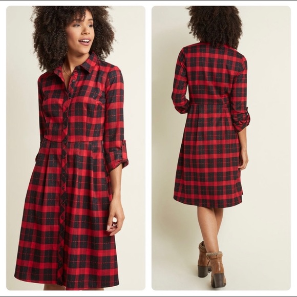 flannel midi dress